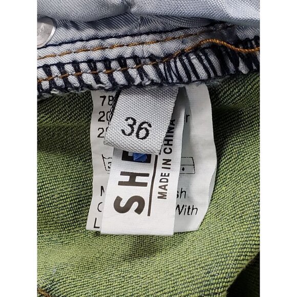 Shein Size 36 Paint Splash Green Fiber Distressed Ripped Light Wash Jean… - Picture 6 of 9